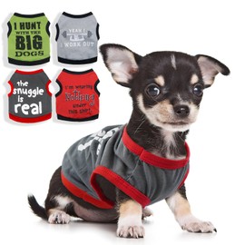 4 Pieces Dog Clothes for Small Dogs Boy Soft Dog Shirts Cute Chihuahua Yorkie Teacup Dog Clothes Pet Puppy Cat Tiny Dog Outfits (X-Small)