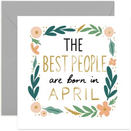 Old English Co. The Best People Are Born In Happy Birthday Card - Fun Cute for Her | Pastel Floral Design for Women, Mum, Sister, Daughter | Blank Inside & Envelope Included (April)