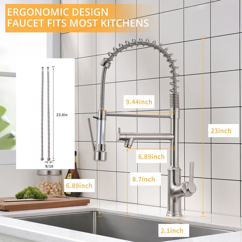 Commercial Kitchen Faucet AIMADI,Kitchen Faucets with Pull Down Sprayer Brushed