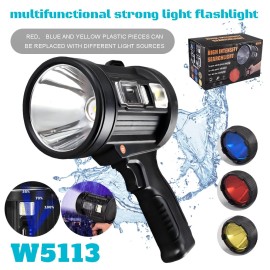SHUONE57 Rechargeable Spotlight, Super Bright 90000LM Handheld Flashlight Led Spot Light