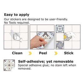 24pcs 6" Peel and Stick Vinyl Backsplash Tiles Stickers Tile Paint Removable Waterproof Self-Adhesive Decals Vinyl Home Kitchen Bathroom Decor (Vintage Blue Azulejo)