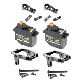 RampCrab 6kg RC Steering Servo with Servo Mount Bracket and Servo Horn for TRX4M RC Car, 2 Sets, 1/18 Upgrades Parts, Suitable for TRX4-M Bronco, Defender, K10 (Black Horn)
