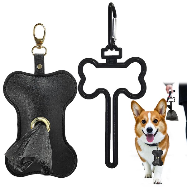 Dog Poop Bag Dispenser, 1 pcs Black Bone Shape Lightweight