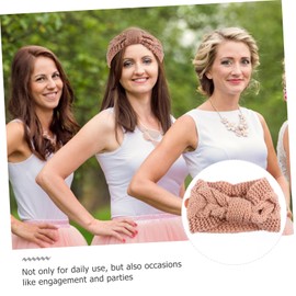 FOMIYES Anti-strangle Headband 4pcs Wool Knitted Hair Bands Warm Winter Headwraps Button Hair Band for Cold Weather