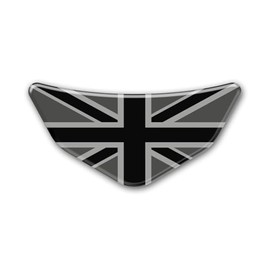 Union Jack Black & 2 Tone Grey Chevron Car - Motorcycle Sticker GLOSS DOMED GEL 122mm x 57mm
