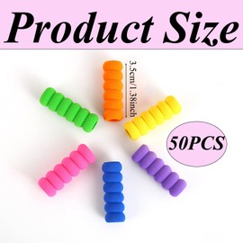 klahh 50 Pcs Foam Soft Pencil Grips Easy Grip Pencils for Kids Handwriting without Tears 6 Colors Comfort Pencil Holder Suitable for Students,Adults