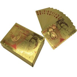 Mr. Gadget solutions® Pound Gold Playing Cards Gold Plated Game Poker Gift