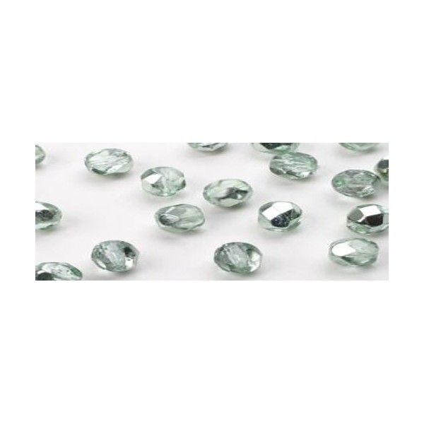 50 Iced Mint Metallic Faceted Beads 6MM