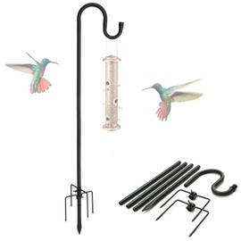 Shepherds Hooks, 62" Bird Feeder Pole for Outdoor, 4/5” Thick Hummingbird Feeders Stand Heavy Duty, Hanging Plant Hanger Stake with 5-Prong Base, Metal Shepard Stick