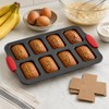 Mini Loaf Baking Pans, 2 Pack 8-Cavity Carbon Steel Banana