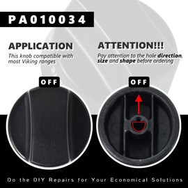 ZNTVW PA010034 Top Burner Knob Replacements for Viking Gas Range, Cooktop Stove Control Knob Compatible with VDSC305, VDSC365, VGIS30, VGRC36, VGRC48, VGRC60, VGRT36, VGRT60, VGSC30, VGSS30, 2pcs