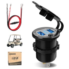 Carro de golf 10L0L Carga rápida 3.1 Cargador USB dual, puertos USB 2 en 1 y visualización LED medidor de voltaje universal para coche club, EZGO y Yamaha, enchufe de carga seguro de carcasa de metal