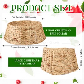 YoleShy 26'' Christmas Tree Collar Hand-Woven Natural Water Hyacinth Base Cover Beautiful Basket Xmas Tree Decor (Natural)
