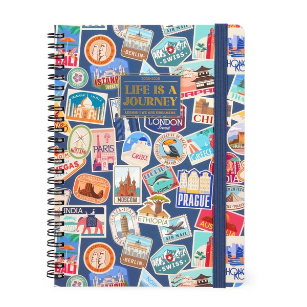 Legami - Weekly Planner 2025-2026, Travel Stickers, 16 Months, Large,
