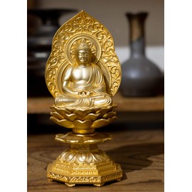 Amitabha Buddha Statue Seated Statue, 5.9 inches (15 cm) (Gold Plated/24K Gold), Buddhist: Shuun Makita Prototype _ "Tendai Sect" Takaoka Copperware (Amidanyorra)