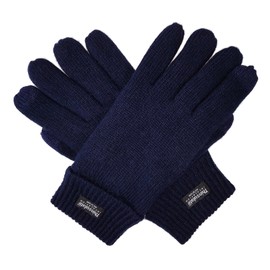Bruceriver Guantes de punto de lana pura para hombre con forro Thinsulate, visualización táctil azul marino., Large-X-Large