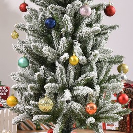 6ft Unlit Snow-Flocked Slim Pine Artificial Christmas Tree with Realistic Branches and 394 Tips