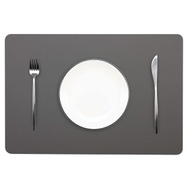 Wipeable Placemats Leather Table Mats Waterproof Heat-Resistant Easy to Clean for Dining Table Set Kitchen Table (6, Grey)
