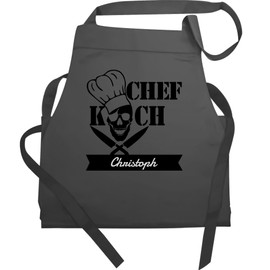 Geschenk mit Namen personalisiert by Shirtracer - Apron - Cooking Apron - Chef with Name I Gift Cooking I Hobby Chef, 1 anthracite
