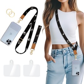 Piefly Phone Lanyard Crossbody Wrist Strap, Black Lunar Eclipse Moon Cell Phone Lanyards for Around the Neck Wristlet Shoulder, Adjustable Strap for Car Keys Keychain Wallet ID Badge