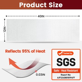 Heat Shield Automotive Aluminum Reflects 95% of Radiant Heat , 12" x 40" Stove Heat Shield to Protect Refrigerator, Heat Shield Wrap for Exhaust, Motorcycle, Wood Stove, Cabinet, Fireplace (Silver)