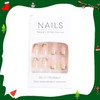 24 Pcs Christmas Press on Nails Medium Square RIICFDD Nude