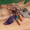 Nupuyai Crystal Angel Wings Keyring with 7 Chakra Stone Tassel