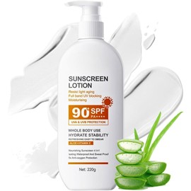 Face Sunscreen SPF 90+, Large-capacity Body Sunscreen, Sun Cream SPF 90 PA+++, Ultra Light UV Protetion, Water & Sweat Resistant 220g