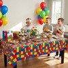 BEISHIDA 2 Pcs Building Blocks Party Tablecloth,Colorful Blocks Bricks Table
