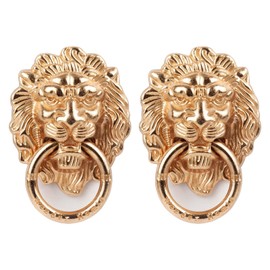 [2 Pack] Lion Head Cell Phone Ring Holder Stand, Finger Ring Kickstand with Polished Metal Phone Grip, Smartphone Accessories（Gold）
