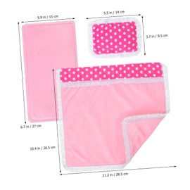 KOMBIUDA Miniature Bedding for Dollhouses 4pc Mini Blanket Crib Pillow Sheets for Dollhouse Bedrooms