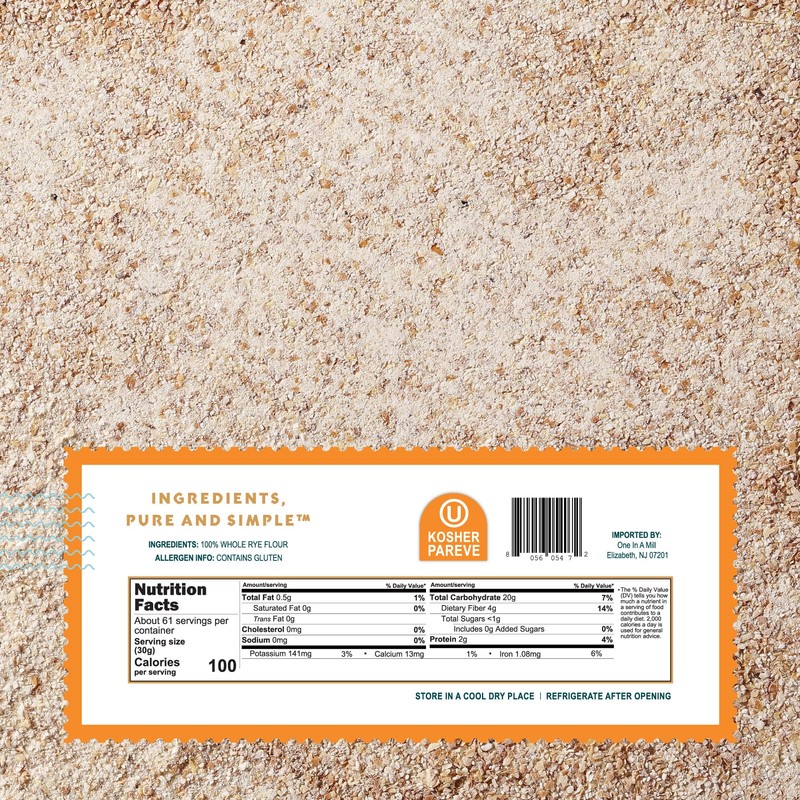One in a Mill Whole Rye Flour 4LB |100% All-Natural