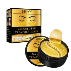 24k Gold Eye Masks For Puffy Eyes & Dark Circles - Under Eye Mask Remove Eye Wrinkles, Collagen Eye Patches, Enhance Eye Areaimprove Gloomy, Brighthe, Hydrating(60pcs)