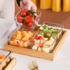 Kelendle 2 Compartment Glass Fruit Bowl with Wooden Tray Creative