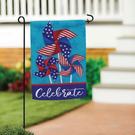 Evergreen Flag Patriotic Garden Flag 12x18 Double Sided, Patriotic House Flags For Outside, Small American Flag for Yard Porch Garden (Pinwheel)