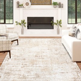 Area Rug Washable Rug 5x7: Modern Abstract Living Room Rug Anti-Slip Backing Stain Resistant Soft Indoor Carpet for Bedroom Kitchen Dining Room Table Home Office(Modern Beige,5'x7')