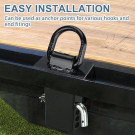 6 Packs 1/2" Stake Pocket Trailer D Ring, Heavy Duty Tie Down Anchors 12000lbs Load Removable D-Ring Stake Pocket Trailer Accessories Utility for Flatbed Cargo Truck, Black