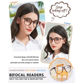 MARE AZZURO Large Bifocal Reading Glasses 1.75+ Women Blue Light Blocking Readers 1.00 1.25 1.50 1.75 2.00 2.25 2.50 2.75 3.00 3.50 (Leopard, 175)