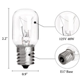 Belleone Microwave Light Bulb Fits for GE Kenmore Whirlpool LG Maytag Amana Microwave, 125V 40W Microwave Surface Light Bulbs Under Hood Replace for WB25X10030 8206232A, E17 Base, 2PCS