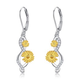 SHEAISRS Flower Infinity Drop Earrings 925 Sterling Silver Daisy Dangle Earrings for Women Girls Daisy Jewellery Gifts