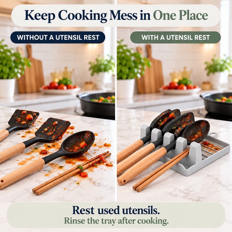 Kitchen Spoon Holders Fork Spatula Rack Shelf Organizer Plastic Chopsticks