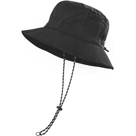 Unisex Wide Brim Boonie Hat, Adjustable Bucket Sun Hat for Men and Women, UV Protection and Waterproof Fishing Hats, Breathable Boonie for Outdoor Fishing, Gardening, Safari, Beach, black