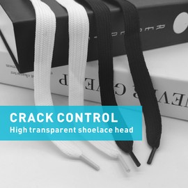 UamGlsob 2 Pairs 16MM Fat Shoe Laces for Sneakers, 5/8" Wide Thick Jumbo Chunky Shoelaces Replacement Strings (White+Black, 63"/160cm)