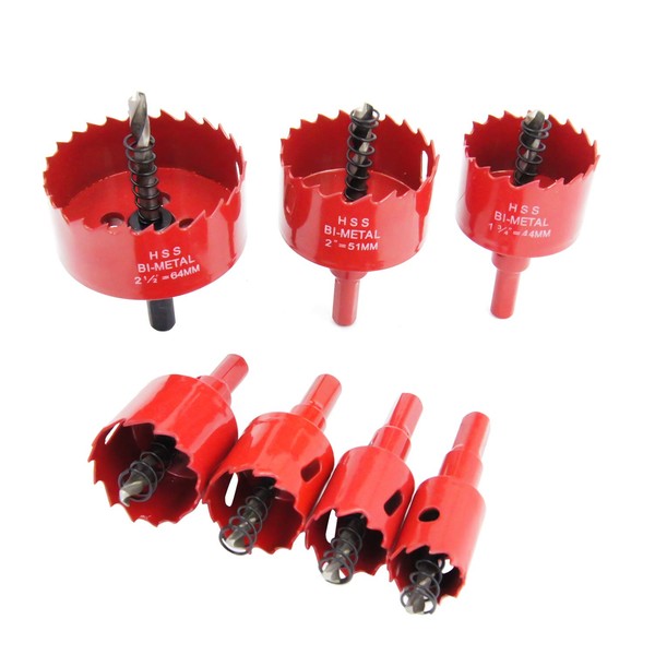 Laiwei Bi-Metal Hole Saw Kit, 7 Pcs 7/8" to 2-1/2"
