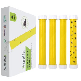 Trappify Hanging Fly Traps Outdoor: Fruit Fly Traps for Indoors | Gnat Trap | Gnat Traps for House Indoor | Fly Trap Indoor - Disposable Sticky Fly Trap for Indoor House Pest Control (4 Pack)