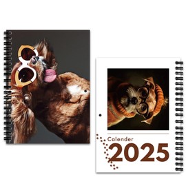 YYDeYi 2025 Wall Calendar - Jan 2025 - Dec 2025, 12 Months Hanging Monthly Calendar 2025 Glasses Dog Pattern, 11.2" x 8.5", Twin-Wire Binding, Large Block, Notes, To-do List, Perfect for Organizing