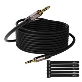 AUX Earphone Cable, Mygatti 20M 3.5mm Audio Line Male to Male OFC 26AWG Stereo Cable, 3 Pole/TRS Audio Male to Male Cable, 24K Gold Plated HIFI Sound Quality, Mini Plug Headphone Cable Speaker for