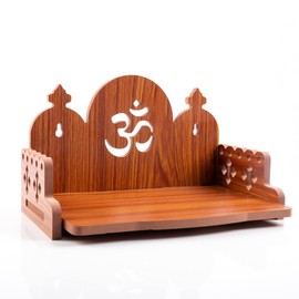 New Wooden Temple Wall Mounted Hanging Table top Pooja Mandir God Stand Shelf for Home Office and Gifting (Om Design-2)