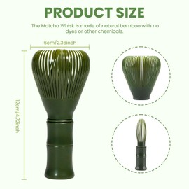 Anei Matcha Whisk - Resin Matcha Whisk, Dishwasher Safe, Traditional Japanese Tea Brush, Handmade and Durable for a Frothy Tea Ceremony (Green)