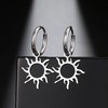 Sun Pendant Hoop Earrings for Women Stainless Steel Sun Dangle